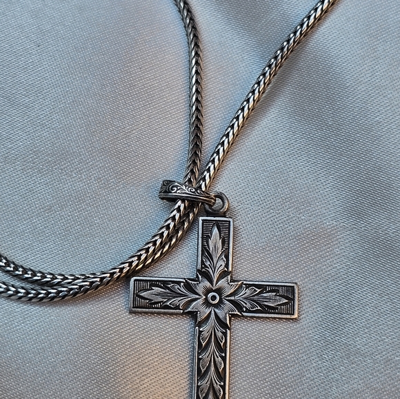 Sterling Engraved Cross Necklace - Picture 3 of 4